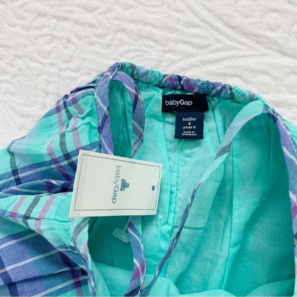 Gap Girls' Shimmer Plaid Spaghetti Strap‎ Dress, Blue Plaid